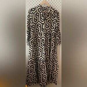 Zara Geometric Airy Lightweight Midi Dress